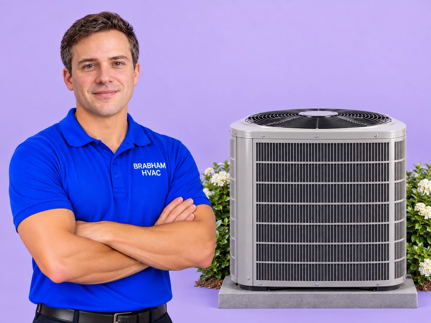 Outdoor heat pump and AC condenser unit serviced by Brabham HVAC in Savannah, GA